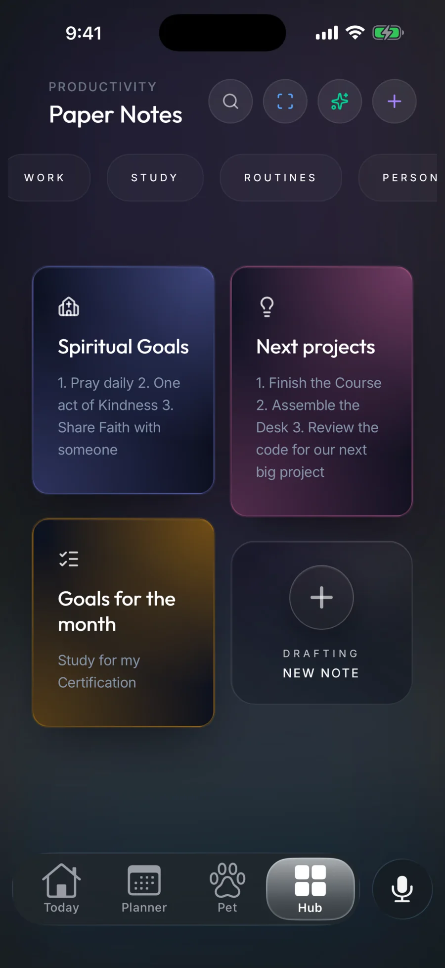 Actual Kairova Paper Notes interface